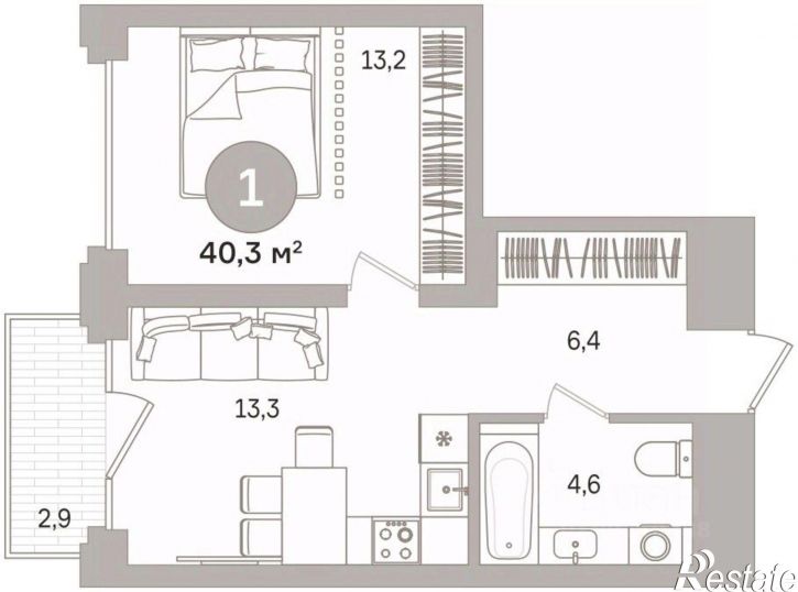 1-комн квартира в новом доме Северный пер, 2 2,  д. 2 2,  к. 2