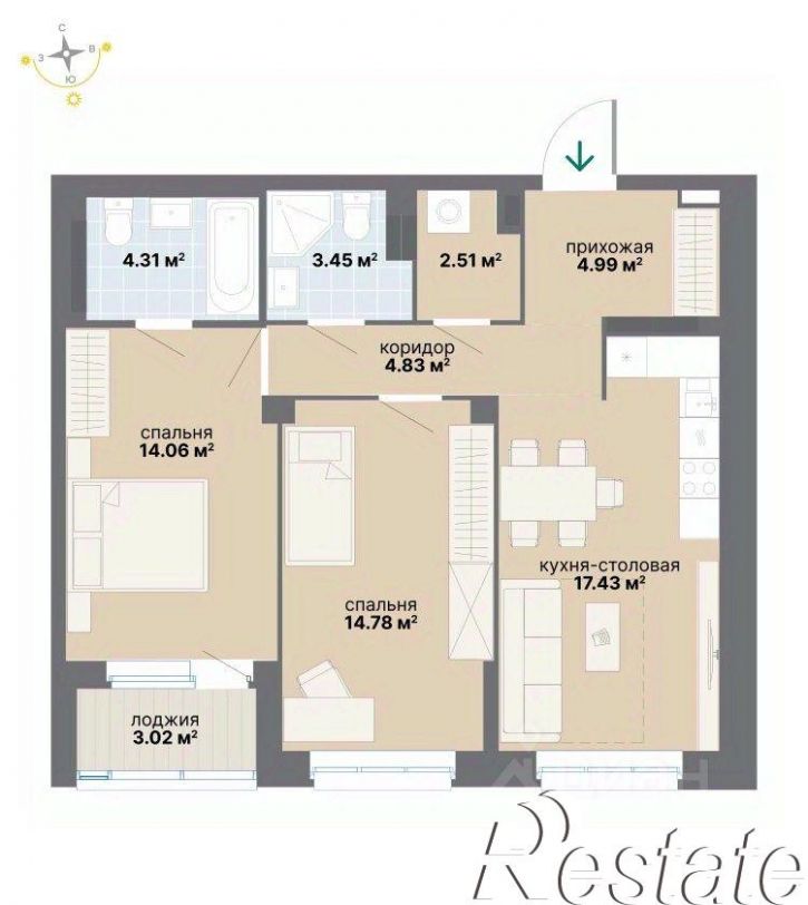 2-комн квартира в новом доме улица Вилонова, 94/4,  д. 94/4