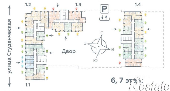 1-комн квартира в новом доме Студенческая улица, 3,  д. 3