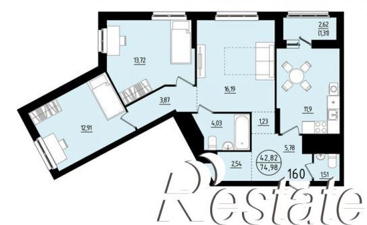 3-комн квартира в новом доме Гончарный переулок, 7А,  д. 7А