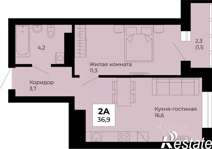 1-комн квартира в новом доме проспект Космонавтов, 108/4,  д. 108/4