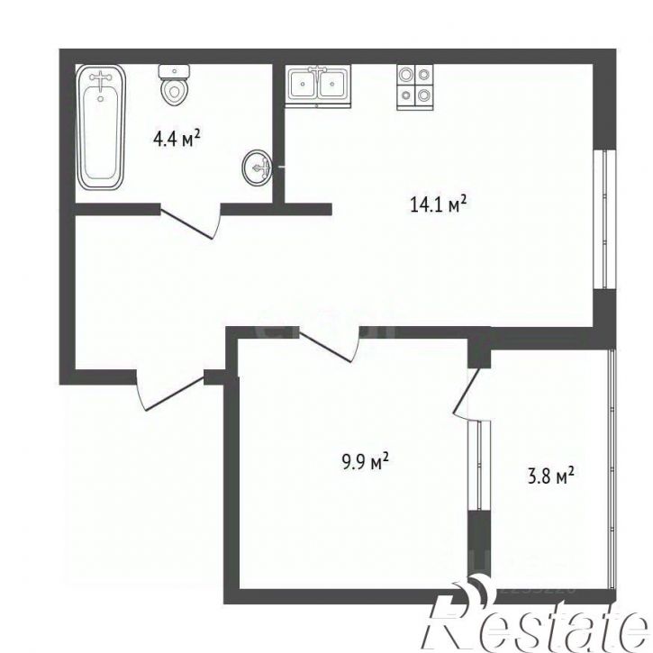 1-комн квартира улица Мамина-Сибиряка, 36Б/2,  д. 36Б/2