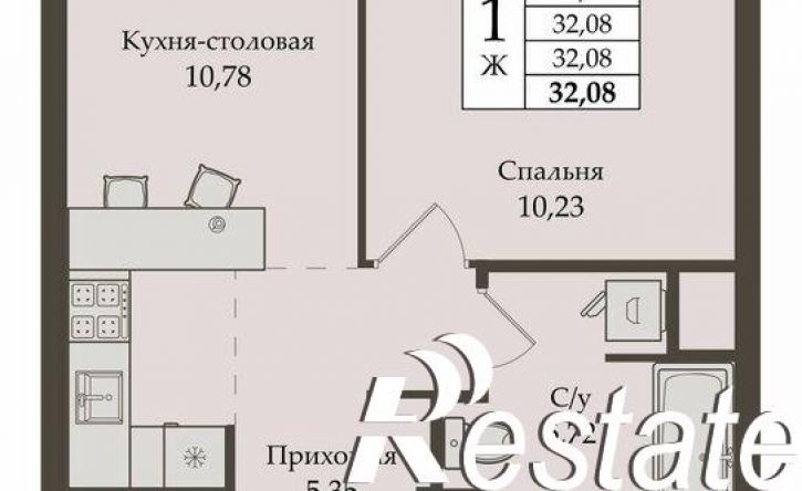 1-комн квартира в новом доме улица Репина, 64,  д. 64