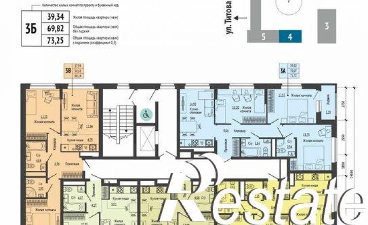 2-комн квартира в новом доме улица Титова, 19В,  д. 19В