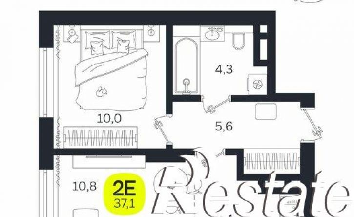 2-комн квартира в новом доме улица Титова, 19В,  д. 19В
