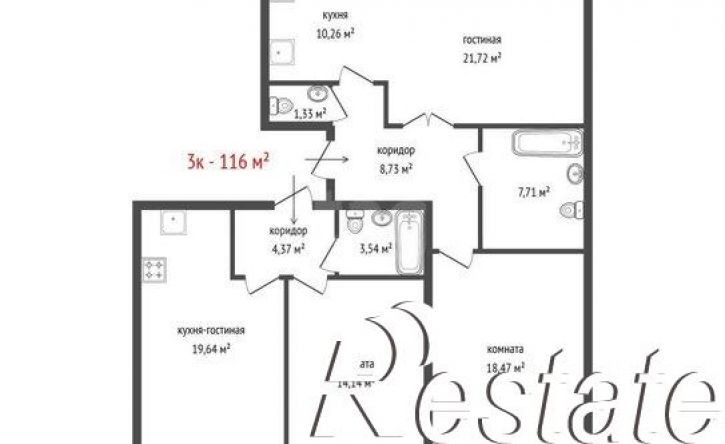 3-комн квартира улица Татищева, 90,  д. 90